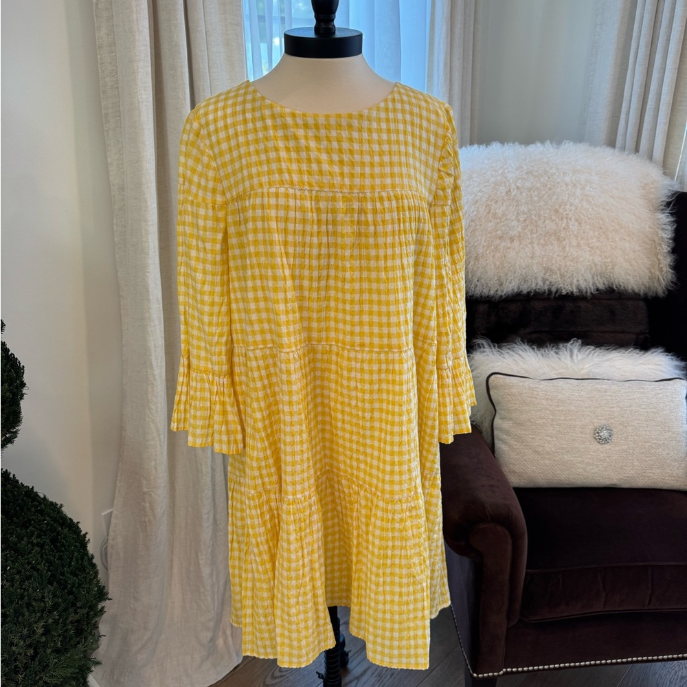 Maggy London Yellow & White Gingham Swing Dress - Size 18 - Picture 7 of 7